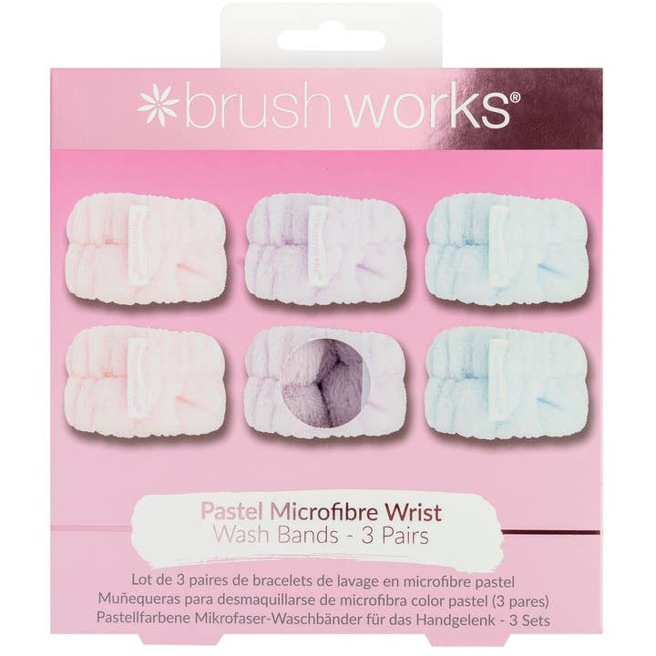 Soinvogue - Wholesale Wristband - Brushworks Pastel Microfibre Wrist Wash Bands - 3 Pairs