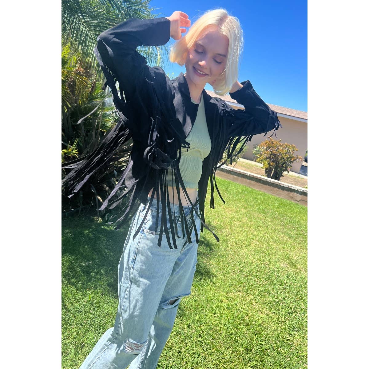 Mapcie - Wholesale Jacket - Women's - SUEDE JACEKT WITH FRINGE DETAIL7