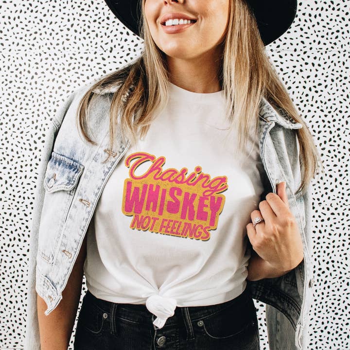 Chasing Whiskey Not Feelings Short-Sleeve Unisex T-Shirt for wholesale by Dixie Mae Clothing Co.