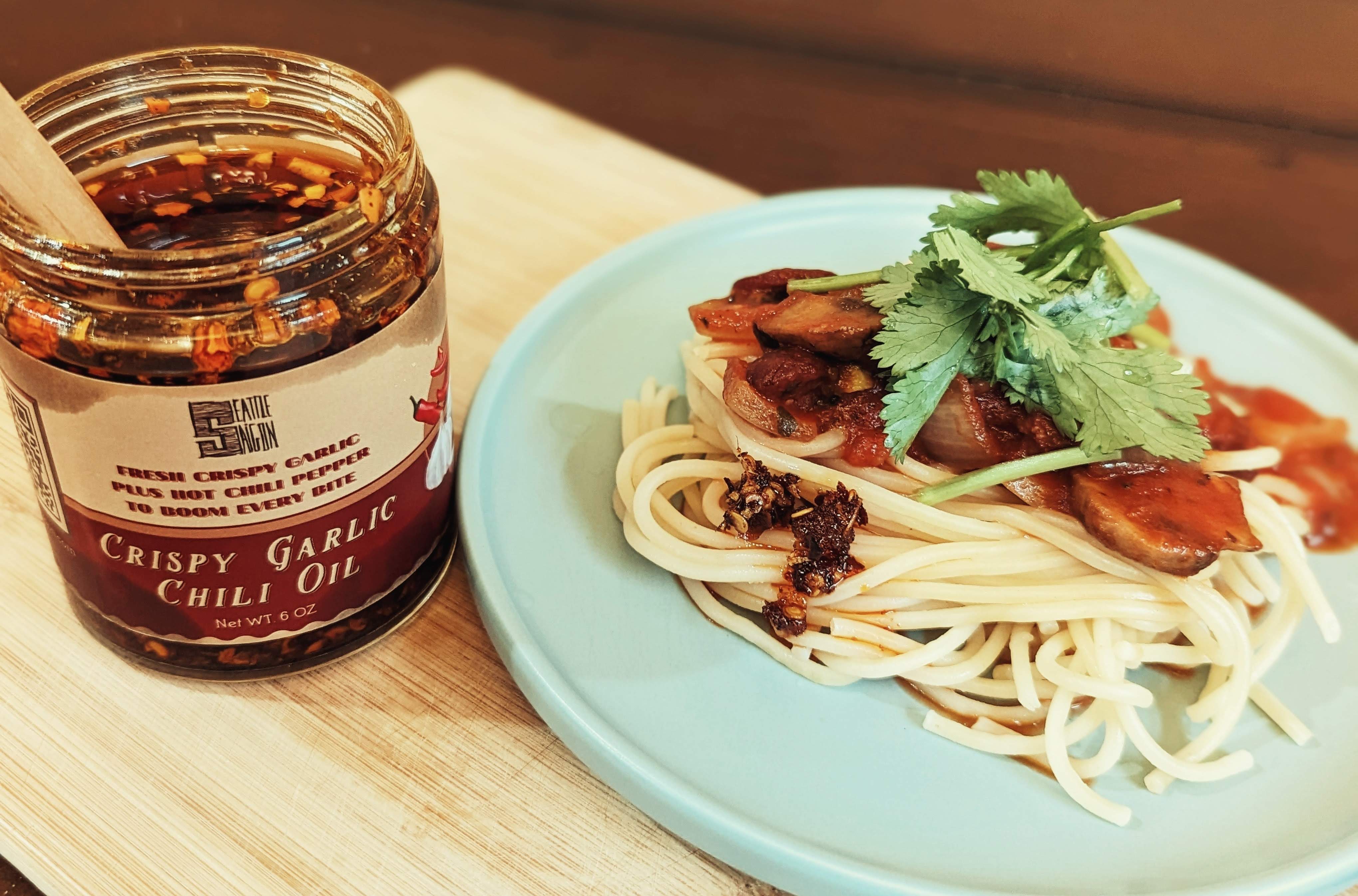 Seattle and Saigon - Wholesale Hot Sauce - CRISPY GARLIC CHILI OIL, Do-everything Viet sauce,Made in WA14