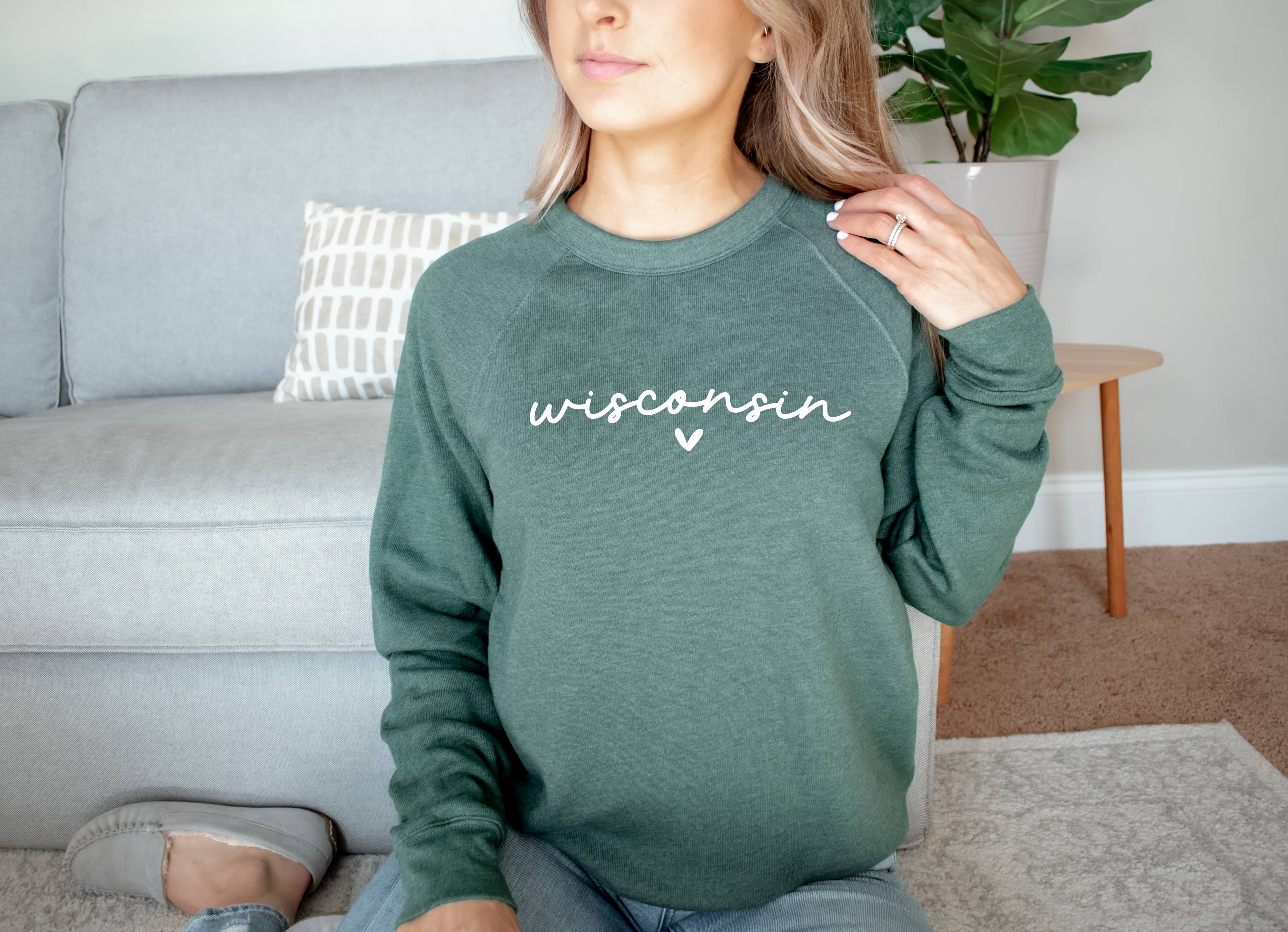 Autumn Rose Co. - Venta al por mayor Sudadera estampada - Mujer - Sudadera Corazón de Wisconsin, Jersey de Mujer de Wisconsin, WI4