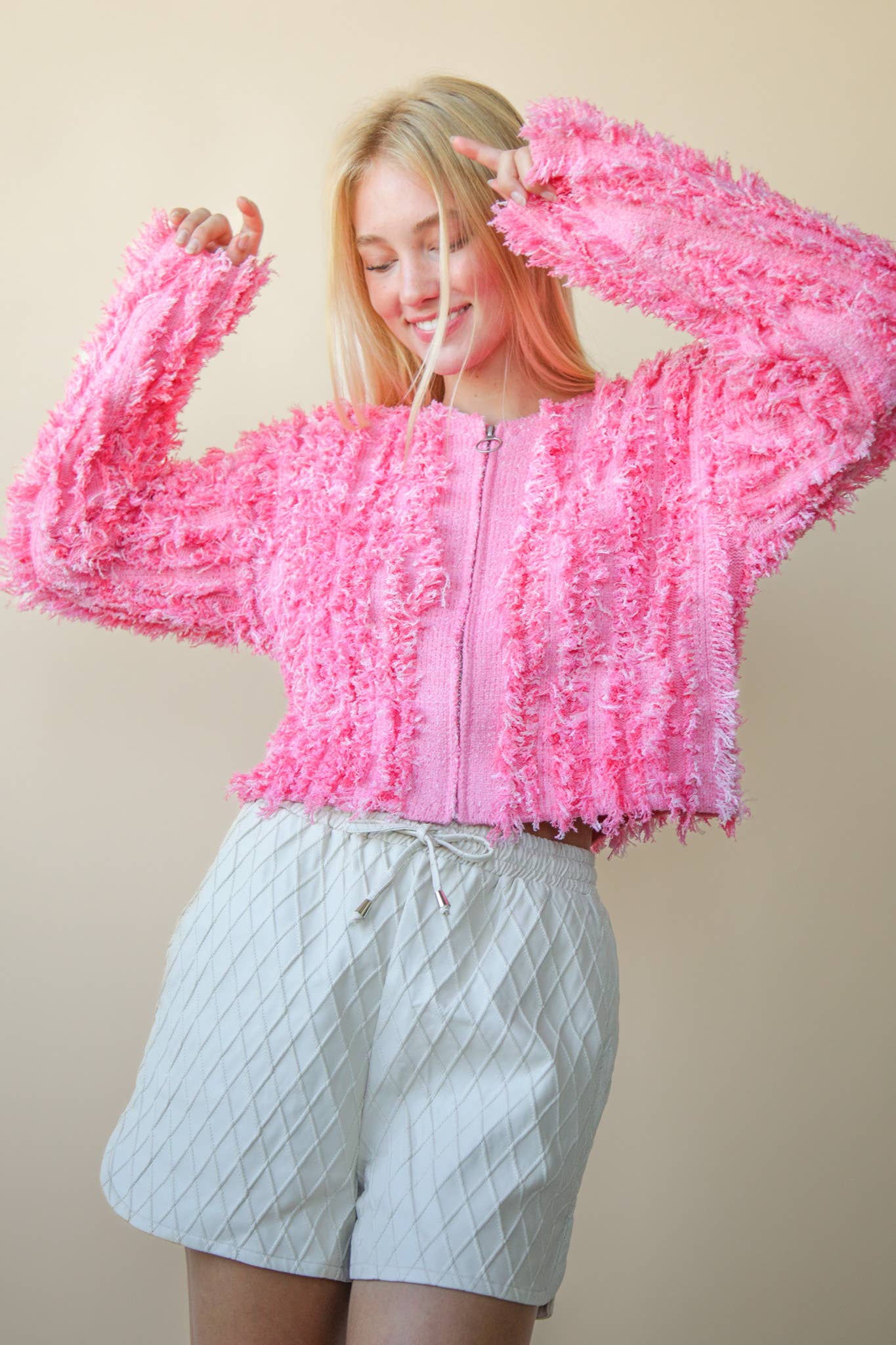 VERY J – Engroshandel Pullover - Dame – 12W3077N-Blød Shaggy Garn Striktrøje Feriejakke11