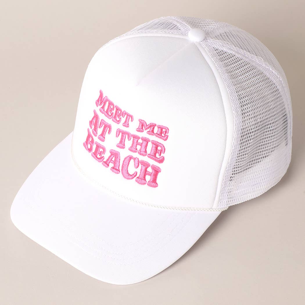 Fashion City - Wholesale Truckerpet - Dames - Meet Me At Beach Geborduurde pet van mesh op de achterkant7