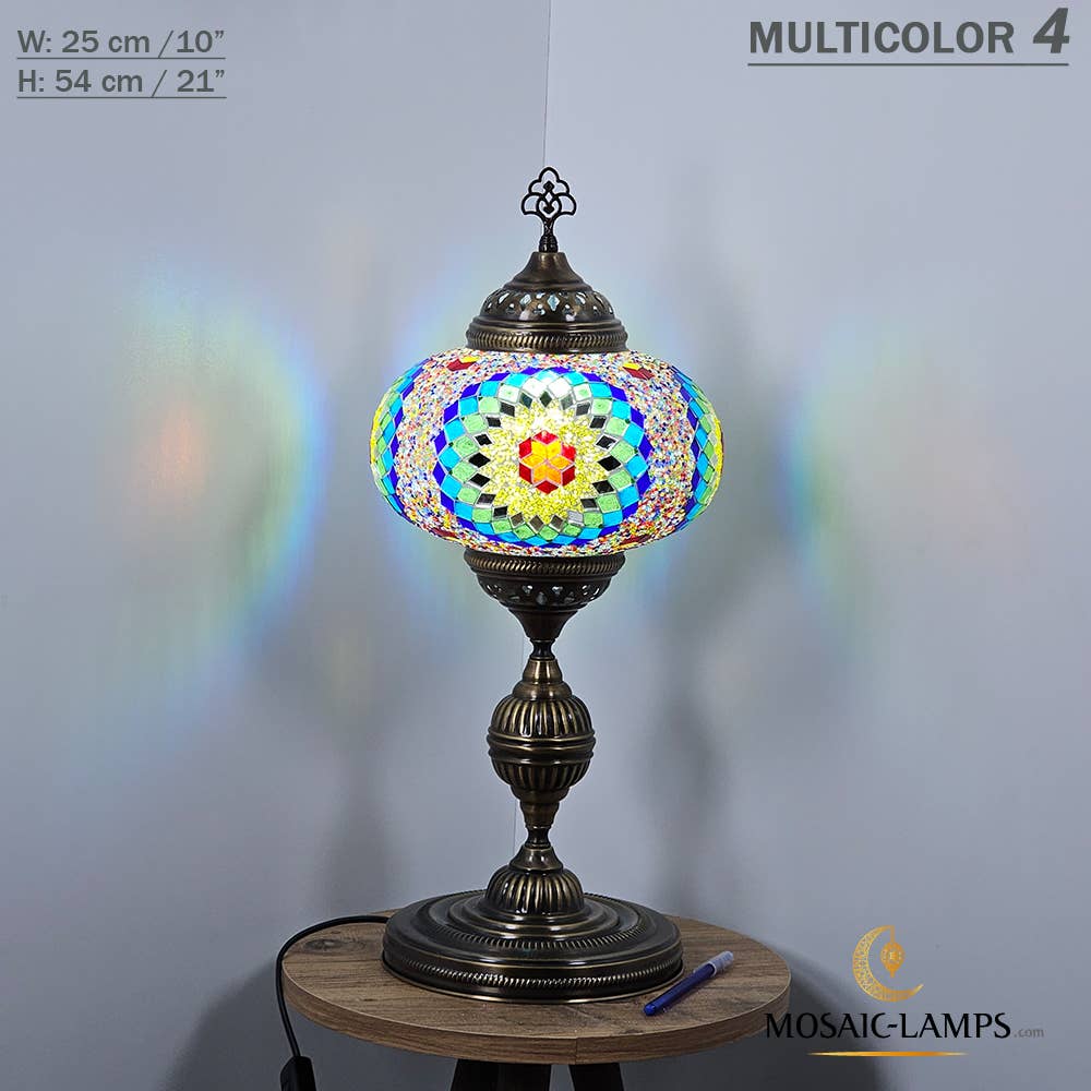 Mosaic Lamps - Wholesale Accent/Desk Lamp - 10+ Colors - Turkish Mosaic X Large Globe Table Lamp, Marrak40