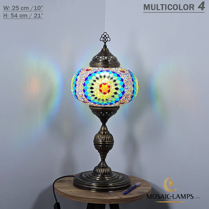 Mosaic Lamps - Wholesale Accent/Desk Lamp - 10+ Colors - Turkish Mosaic X Large Globe Table Lamp, Marrak40