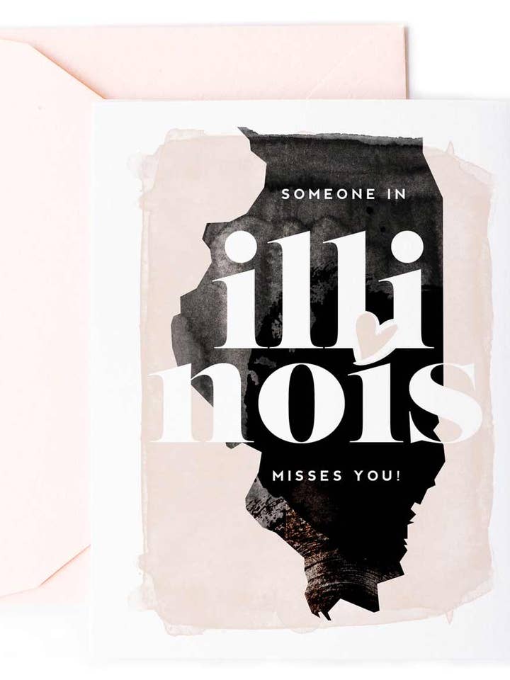 Someone In Illinois Misses You - Love Greeting Card for wholesale by Kitty Meow Boutique