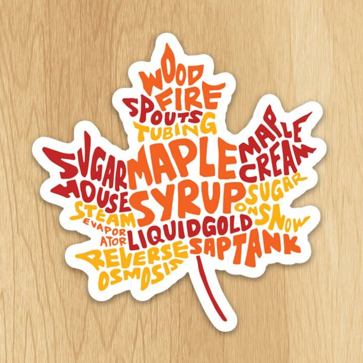 Wander On Words - Wholesale Sticker - Hand-Lettered Maple Syrup Leaf Sticker0