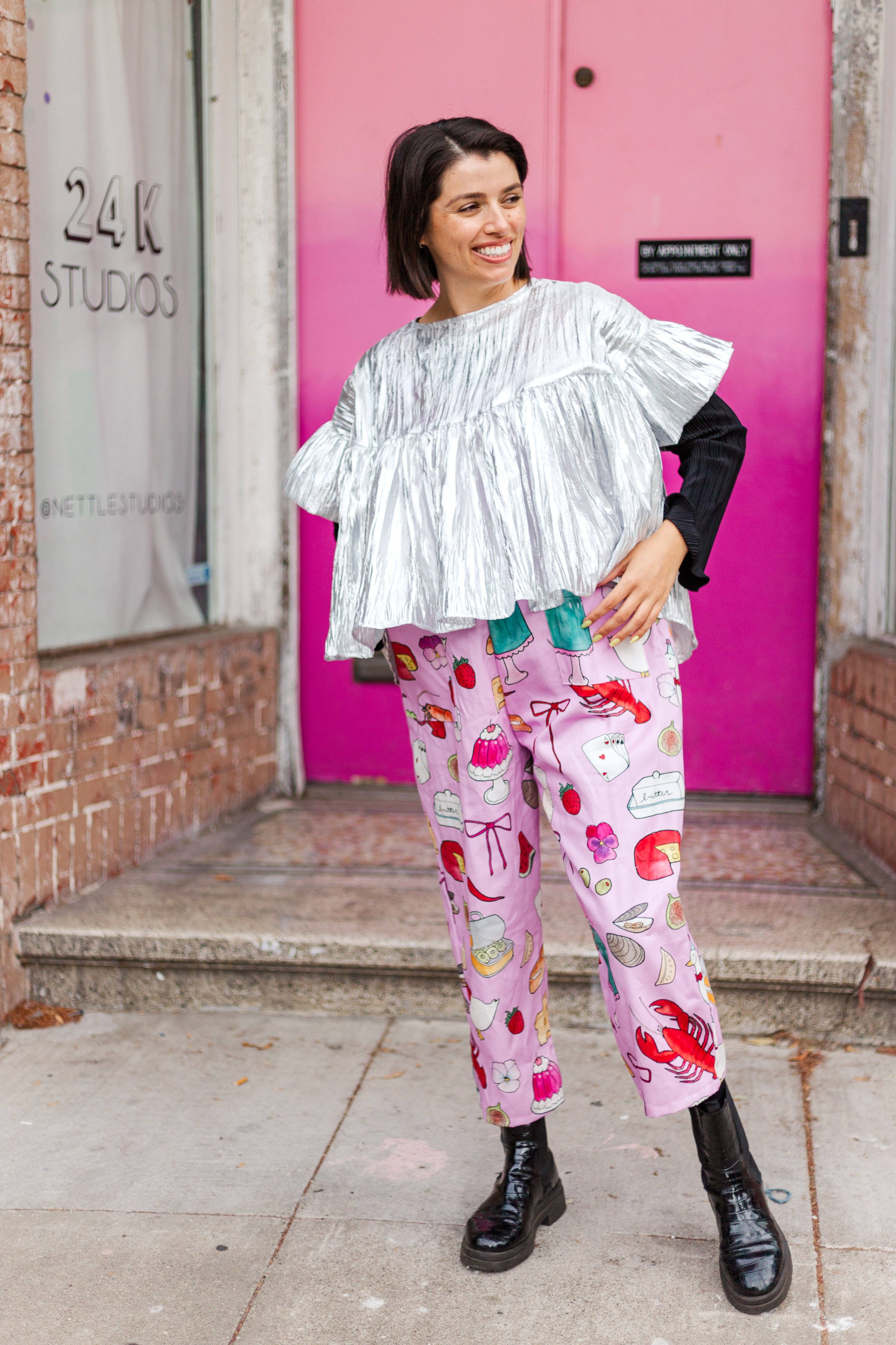 Nettle Studios - Wholesale Blouse - Women's - Size-Inclusive Plus Size Womens Silver Metallic Gathered Top38