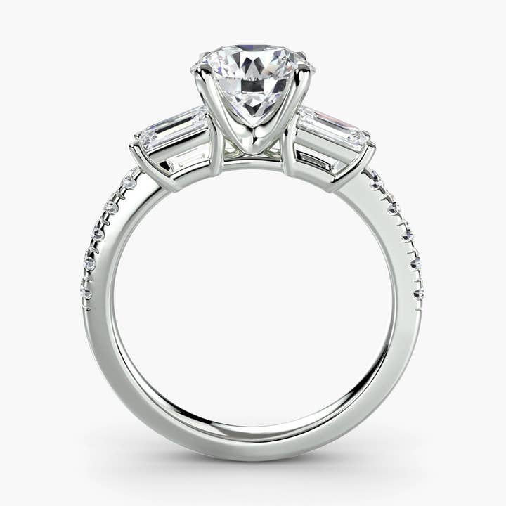 Three-Stone Ring with Pavé Band 4 for wholesale by LooseDiamondNet