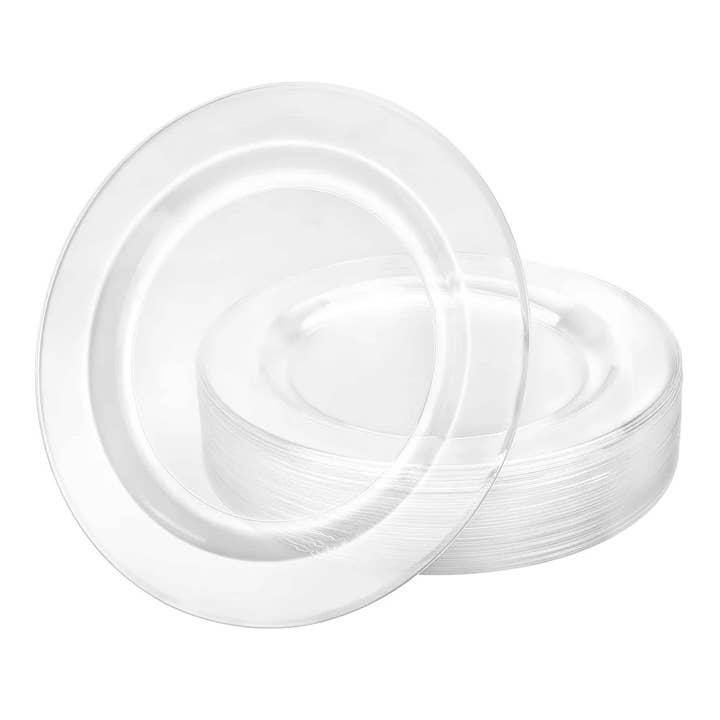 EcoQuality - Venta al por mayor Platos desechables - Plato Redondo Transparente Magnificence de 6.25" y 7.5" – Vajilla Desechable, Duradera y Elegante