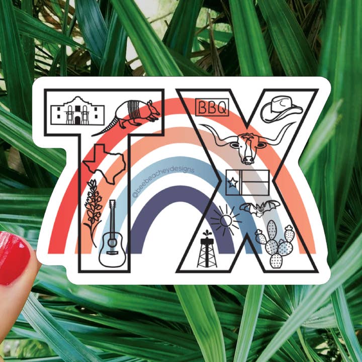 TX Texas Sticker for wholesale by Bee Beachey Designs