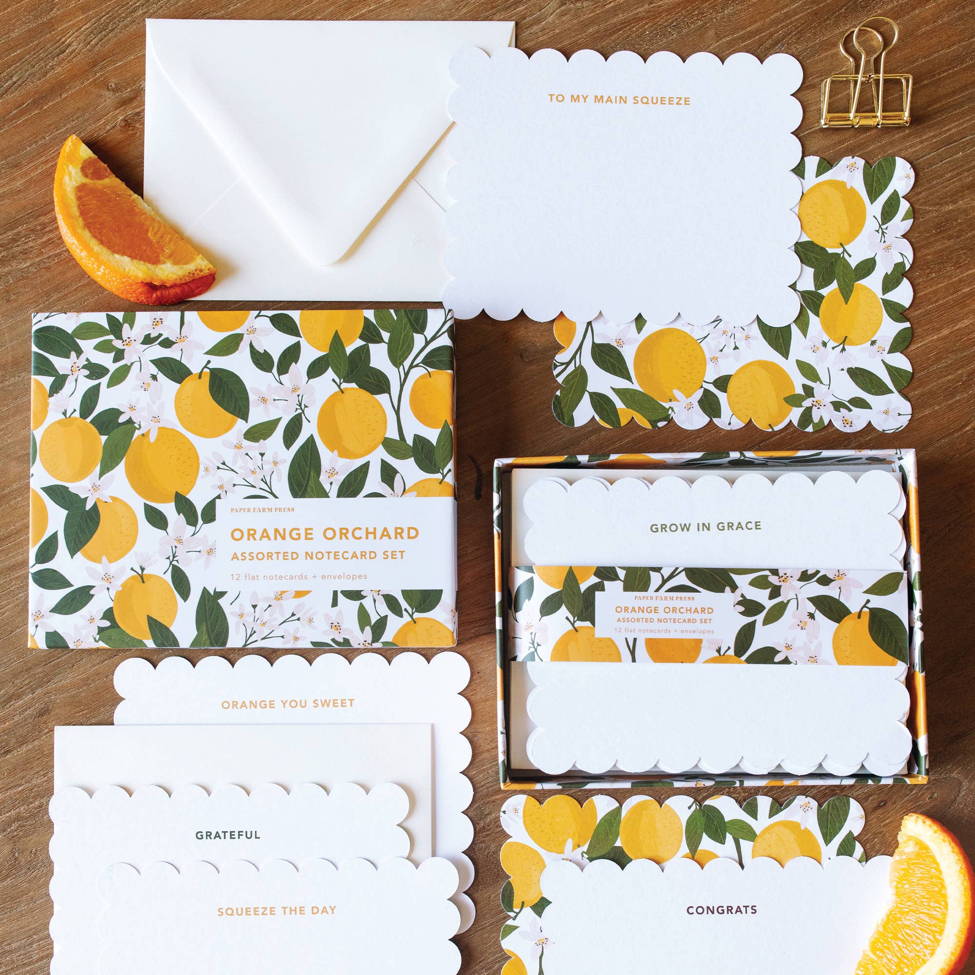 Paper Farm Press - Wholesale Stationery/Notecard Set - Orange Orchard Assorted Notecard Set1