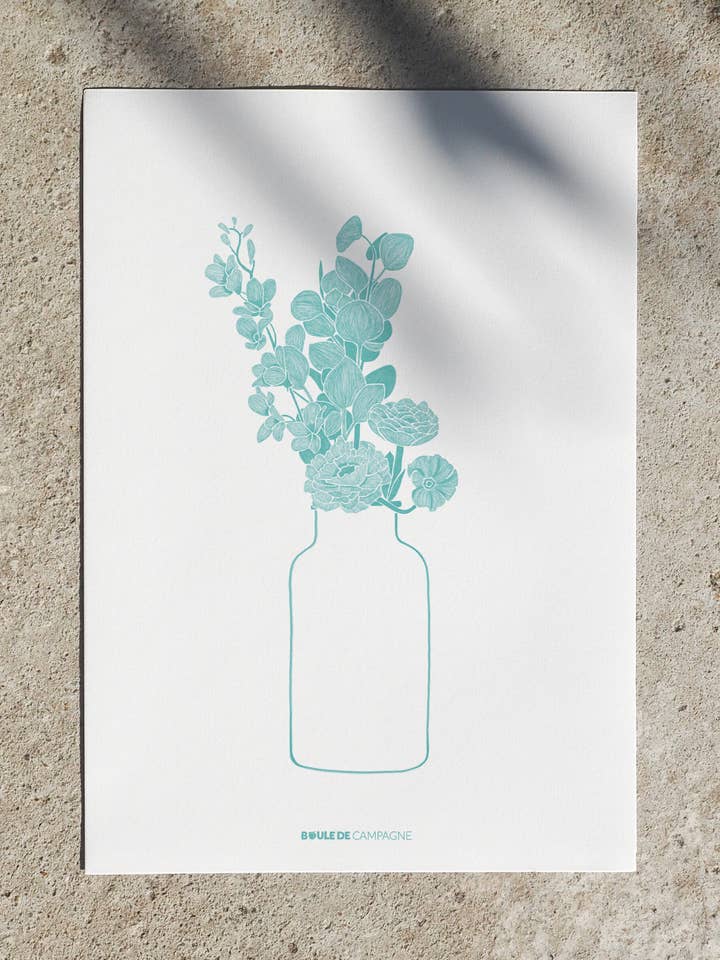 Paeonia - Bouquet poster - Blue for wholesale by Boule de Campagne