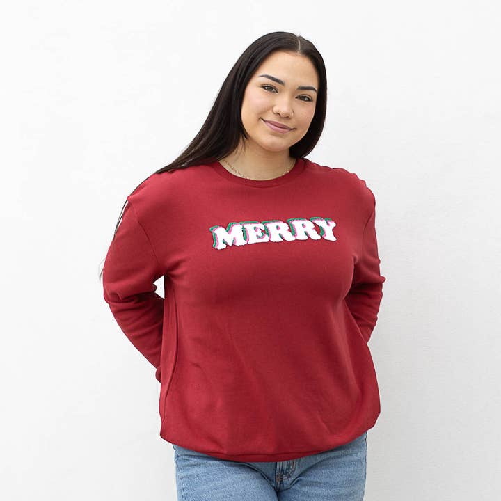 The Royal Standard - Wholesale Sweatshirt - Women's - Merry Sweatshirt Red/White/Pink/Green -Asst.