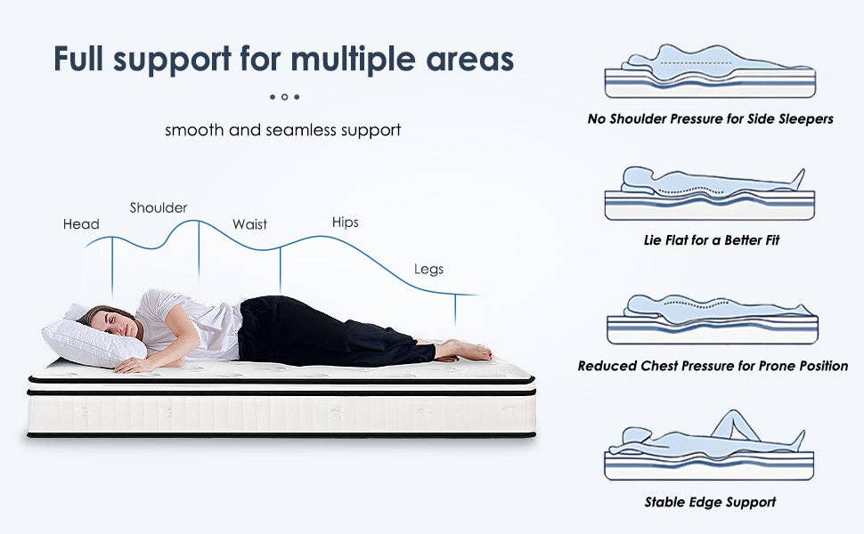 39F Inc. - Wholesale Bed - 12''Hybrid Full Mattress with Pocket Springs and Memory Foam12
