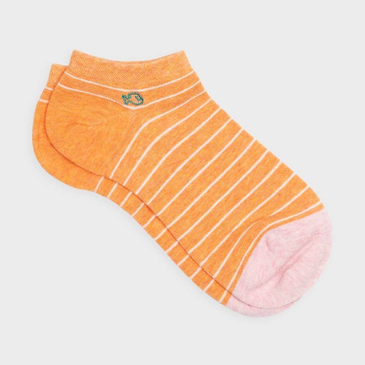 Fine striped ankle socks - Orange, pink striped for wholesale by BILLYBELT
