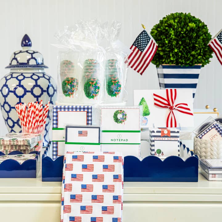 WH Hostess Social Stationery - Vendita all'ingrosso Set di cartoleria/cancelleria - Set di 10 biglietti piegati in stock | Topiaria patriottica2