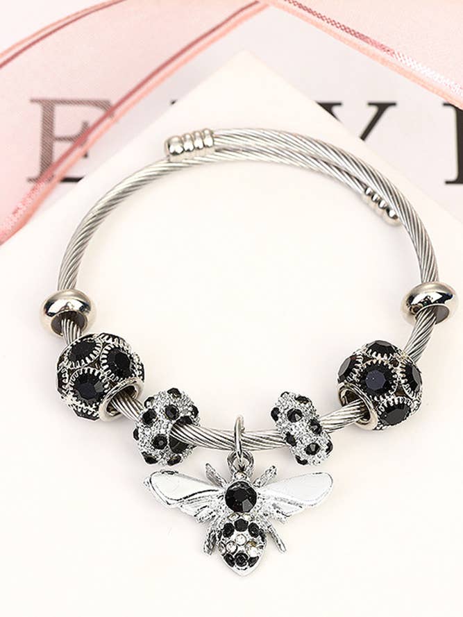 Stainless Steel Diamond Bee Bead Bracelet ACC1189 for wholesale by UNISHE