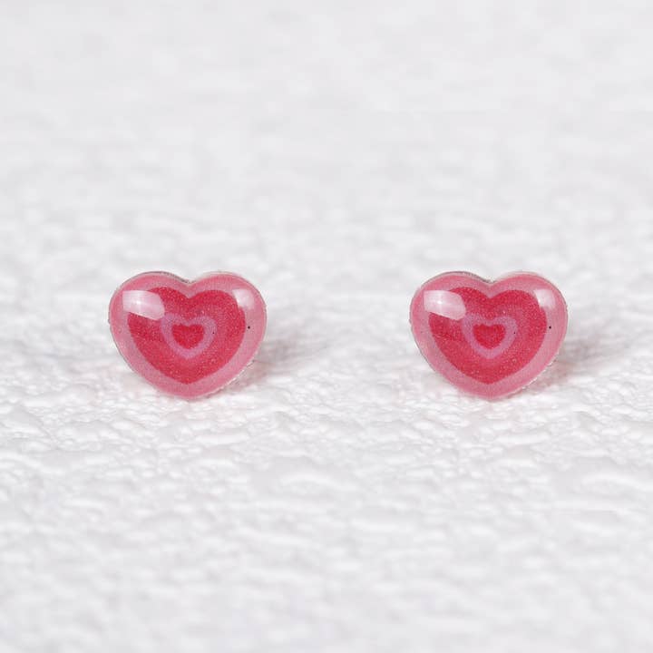 littleoneusa - Wholesale Stud/Post Earrings - Pink Heart Titanium Earring Studs1