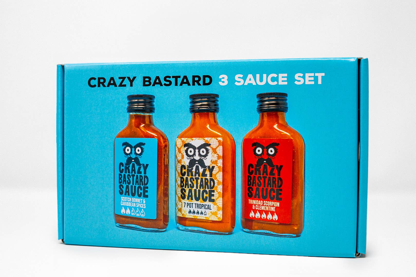 CBS Foods GmbH (Crazy Bastard Sauce) - Wholesale Hot Sauce - Crazy Bastard Hot Sauce -(3x 100ml) 3er Set (Caribbean Box)1