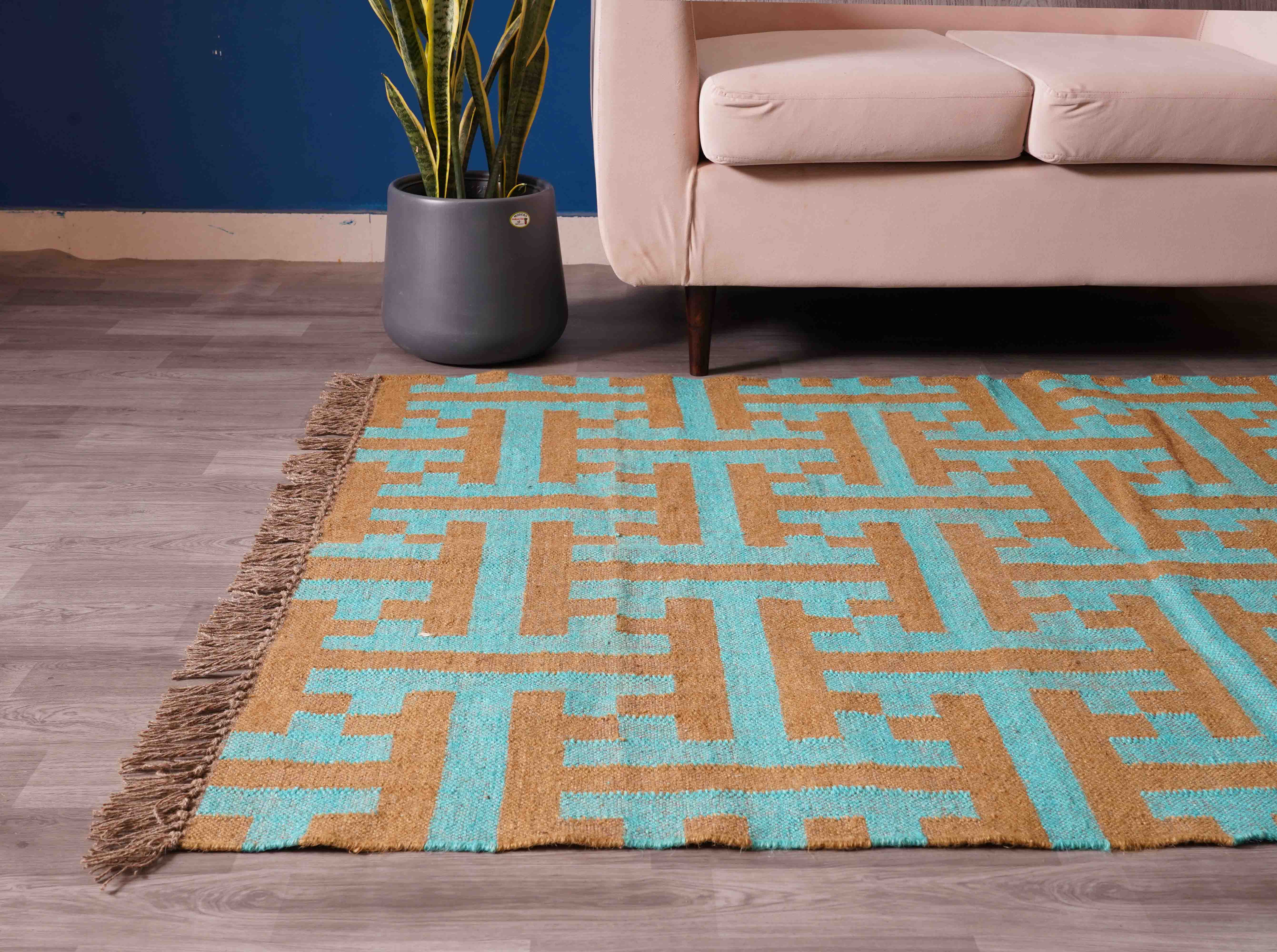 Chouhan Rugs - Wholesale Area Rug - Multicolor Handwoven Wool Jute Kilim Rug Vinatge Jute Rug 4