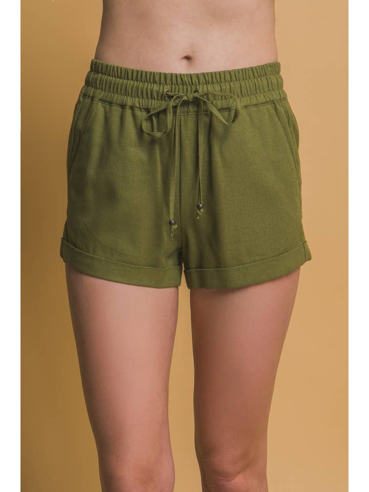 42POPS - Wholesale Shorts - Women's - .0702 Mid Rise Linen Shorts w/ Pockets SI-277617