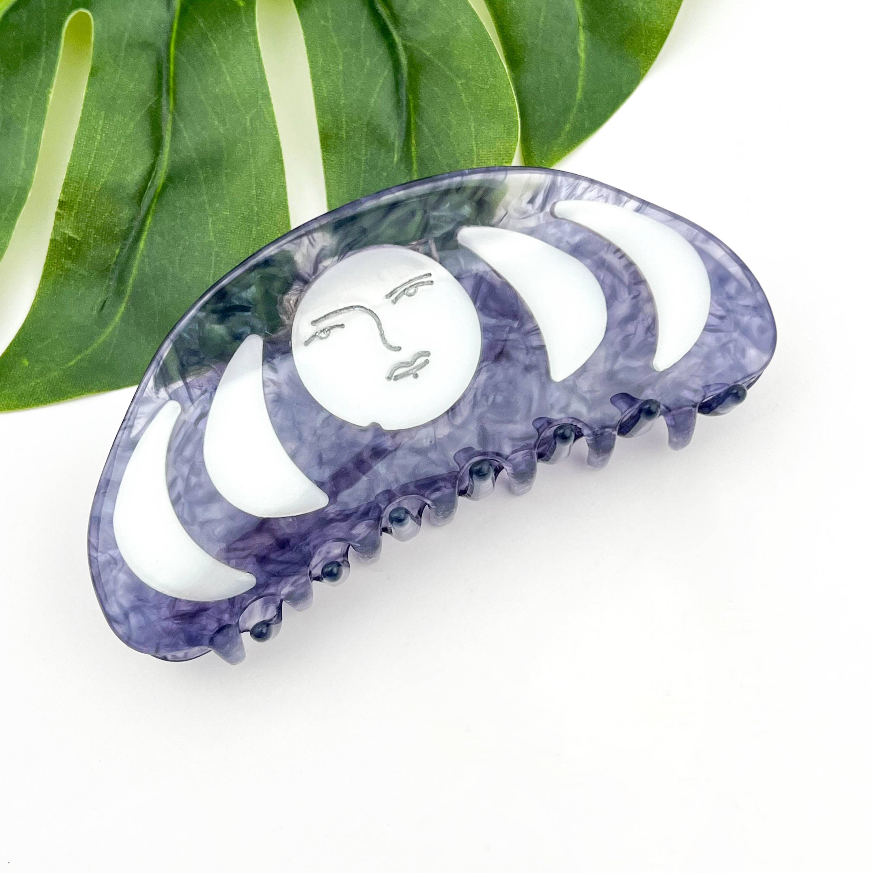 TheDivaSoap - Wholesale Hair Clip - Women's - Blue Acetate Half-Moon Hair Claw1