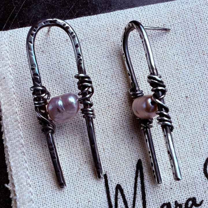 Rustic Pearls Earring, Sterling Silver for wholesale by Mara James