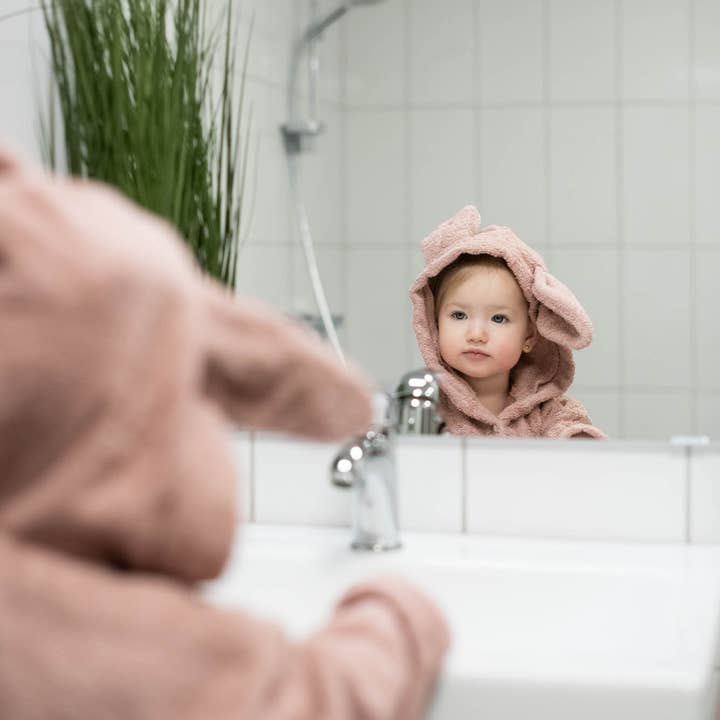 Summerville organic - Wholesale Robe - Kids - Organic Bath Robe Rabbit Pale Mauve 6-8 years