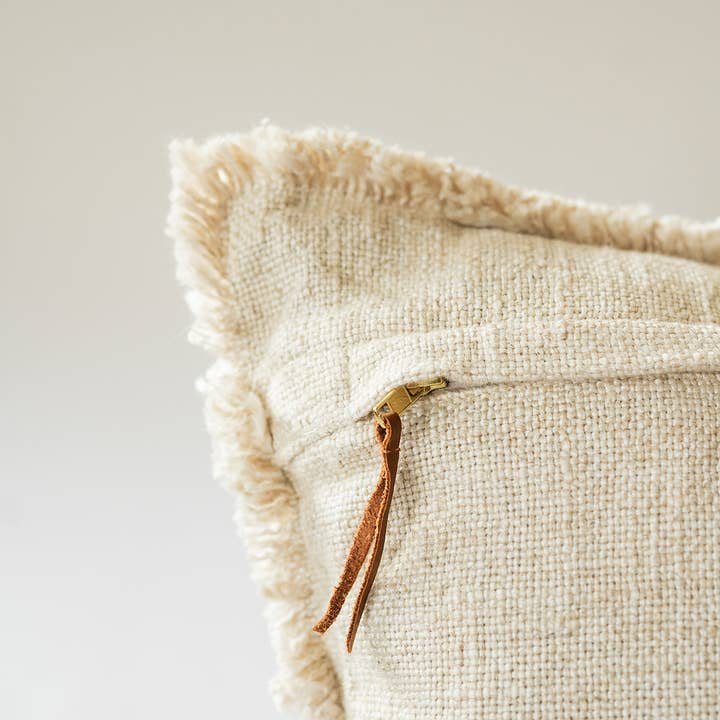 Co.House Designs - Wholesale Throw/Decorative Pillow - Luxe Linen Fringe Edge Square Throw Pillow