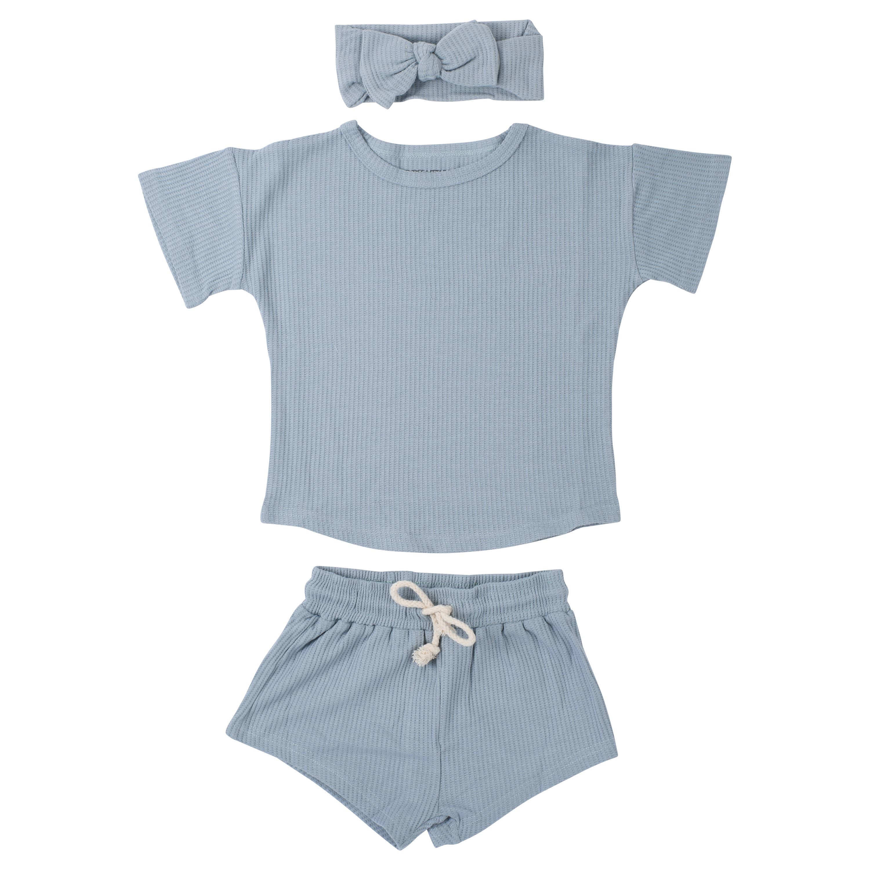 Three Little Tots – wholesale Top & short set – Kids – Santorini Summer Waffle Toddler Top & Bottom Set0