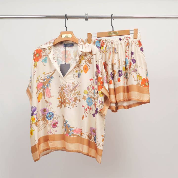 Cecile Wang - Wholesale Shorts - Women's - Floral printed fluid short silk-viscose KD8320VS-6