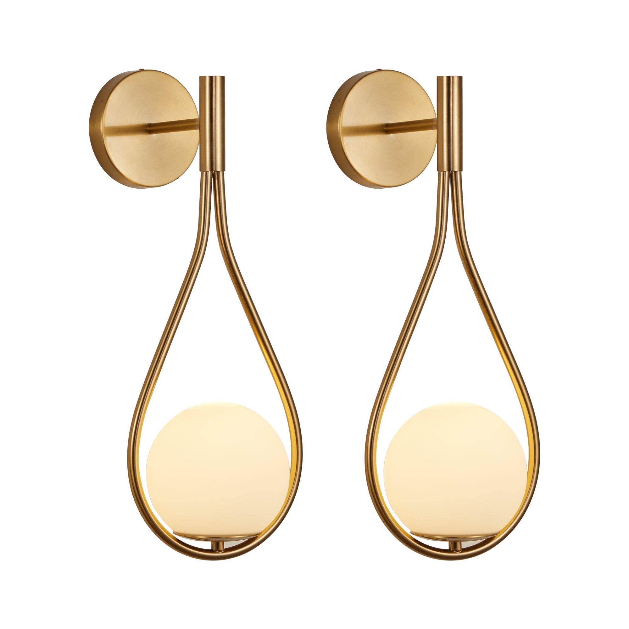 39F Inc. - Wholesale Sconce - Set of 2 Modern Golden Wall Sconces with Opal Glass Globe8
