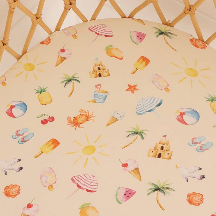 Snuggle Hunny - Wholesale Bassinet - Baby - Beach Fun Organic Bassinet Sheet / Change Pad Cover1