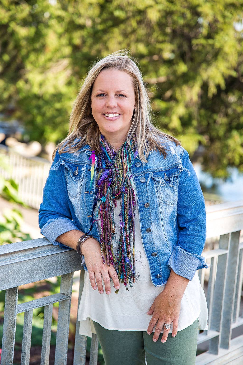 Scarves of Westwood - Wholesale Scarf - Women's - Vibrant Multi-Colored Long Scarf with Deep Purple Beads1