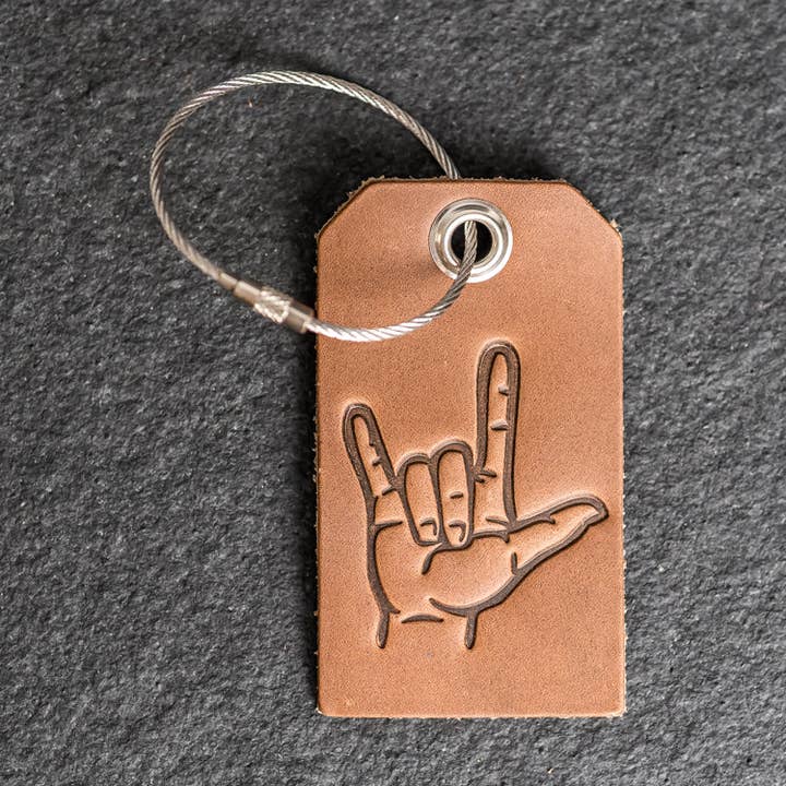 Etiqueta de Bagagem em Couro "I Love You" ASL por atacado de Ox & Pine