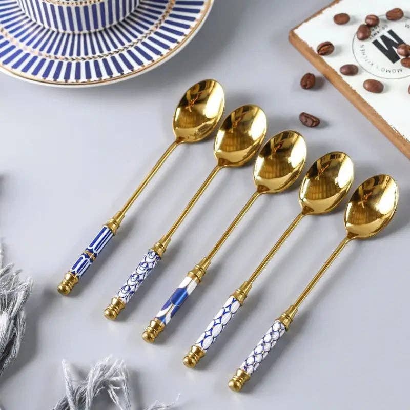 Kiyo Home - Vente Cuillères à soupe - Cuillères à dessert Côte Amalfitaine | Couverts en acier inoxydable | Ensemble de table12