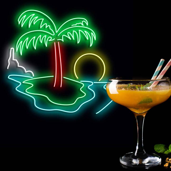 Insegna fluorescente a LED TROPICS con telecomando per la vendita all'ingrosso da parte di Mad About Neon