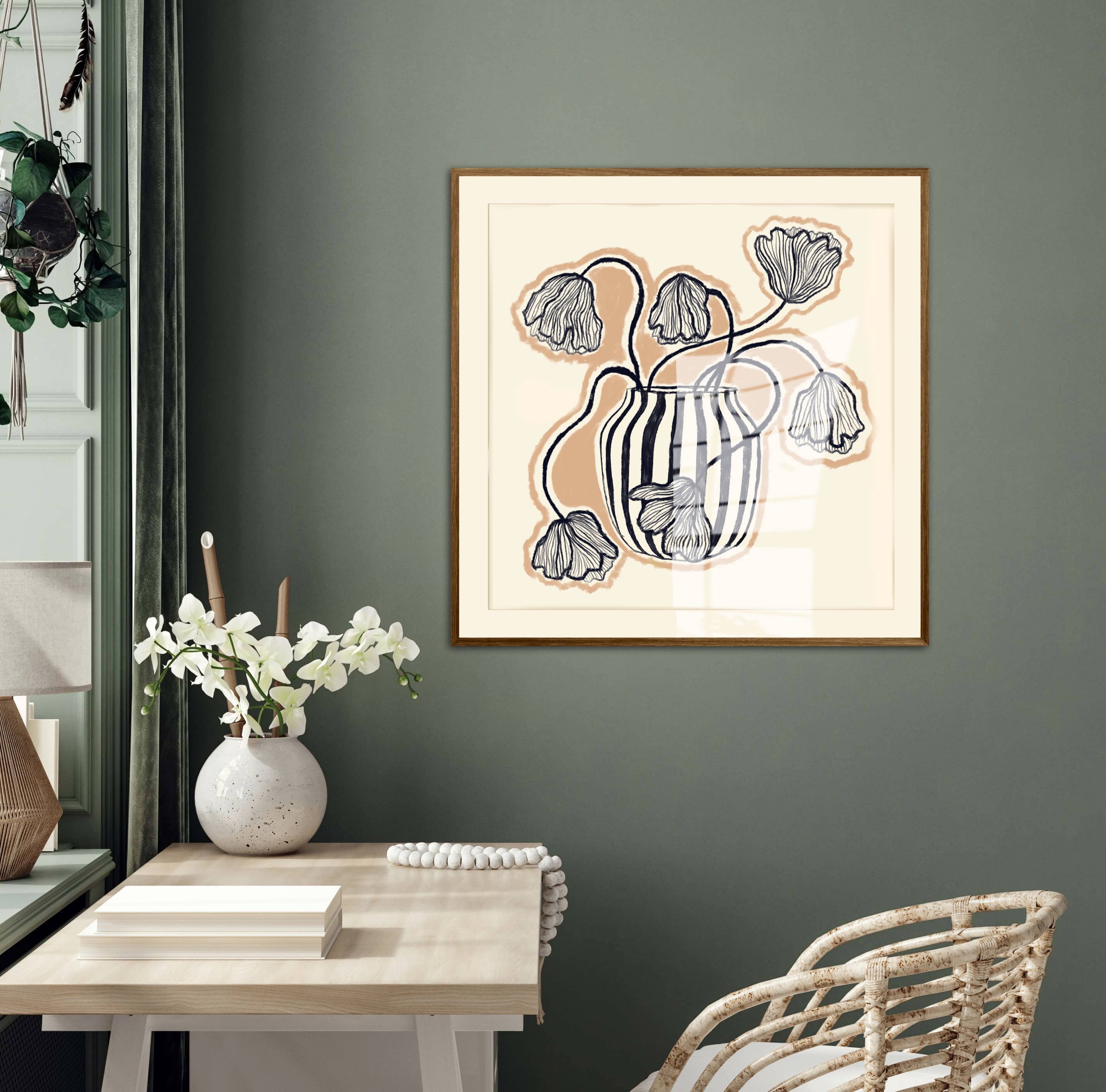 Kate Fox Design – wholesale Konsttryck – Vas i blått konsttryck, konsttryck, handritad konst, knäppa1