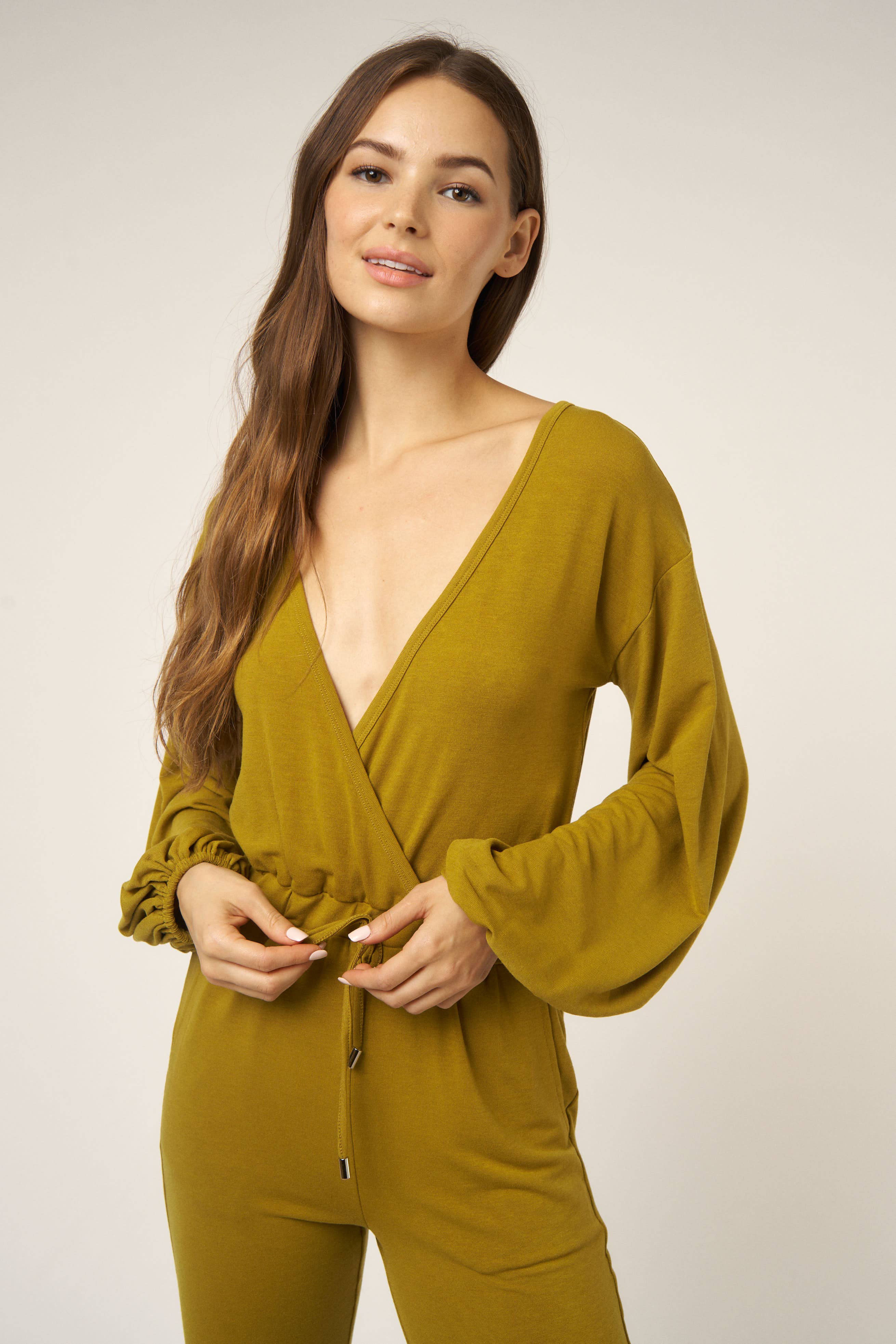 Hers & Mine – wholesale Set med topp och byxa – Dam – LINNE SMOCKED RYNKAD FRÄMRE RÖRET OCH BYXOR SKICKAS10