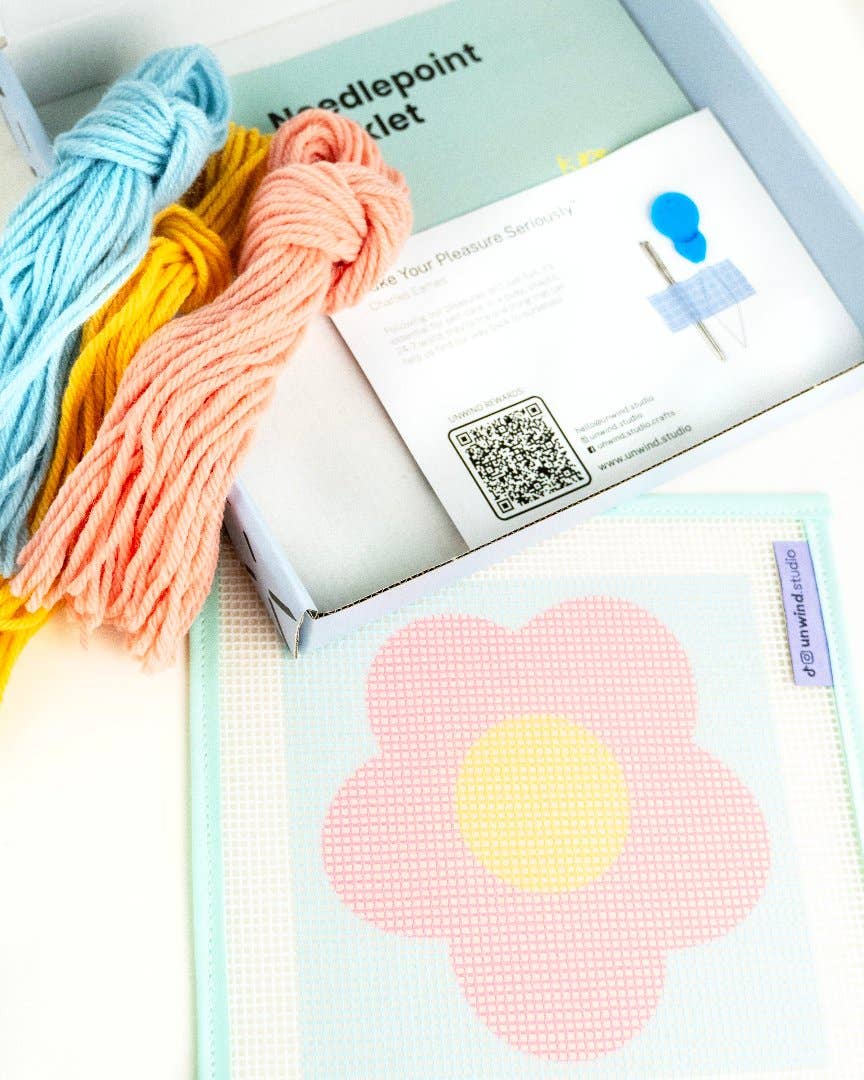 Unwind Studio - Wholesale Doe-het-zelf-knutselset - Kinderen - Roze Margriet - Borduurpakket voor Kinderen4