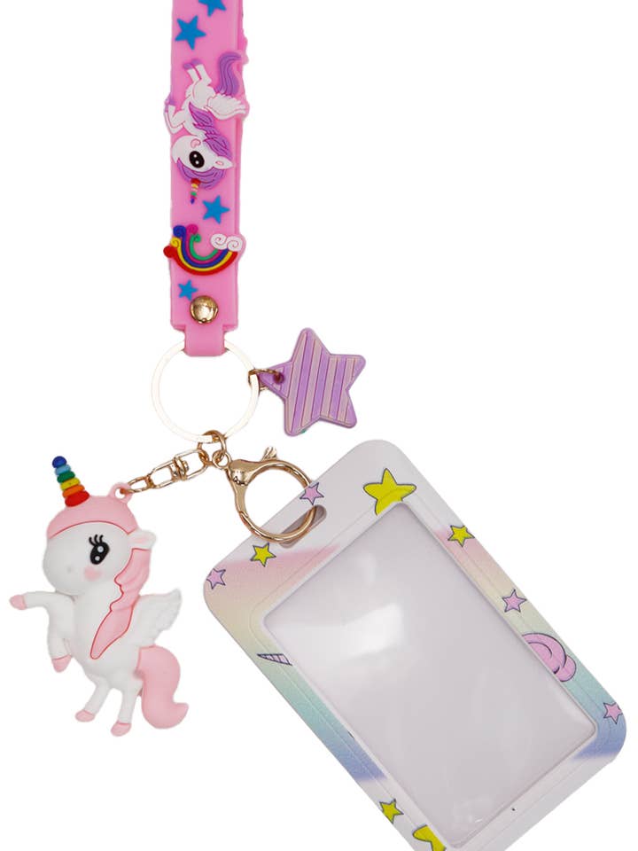 Unicorn 3D Silicone Key Chain with ID Card Badge Holder for wholesale by Cap Zone