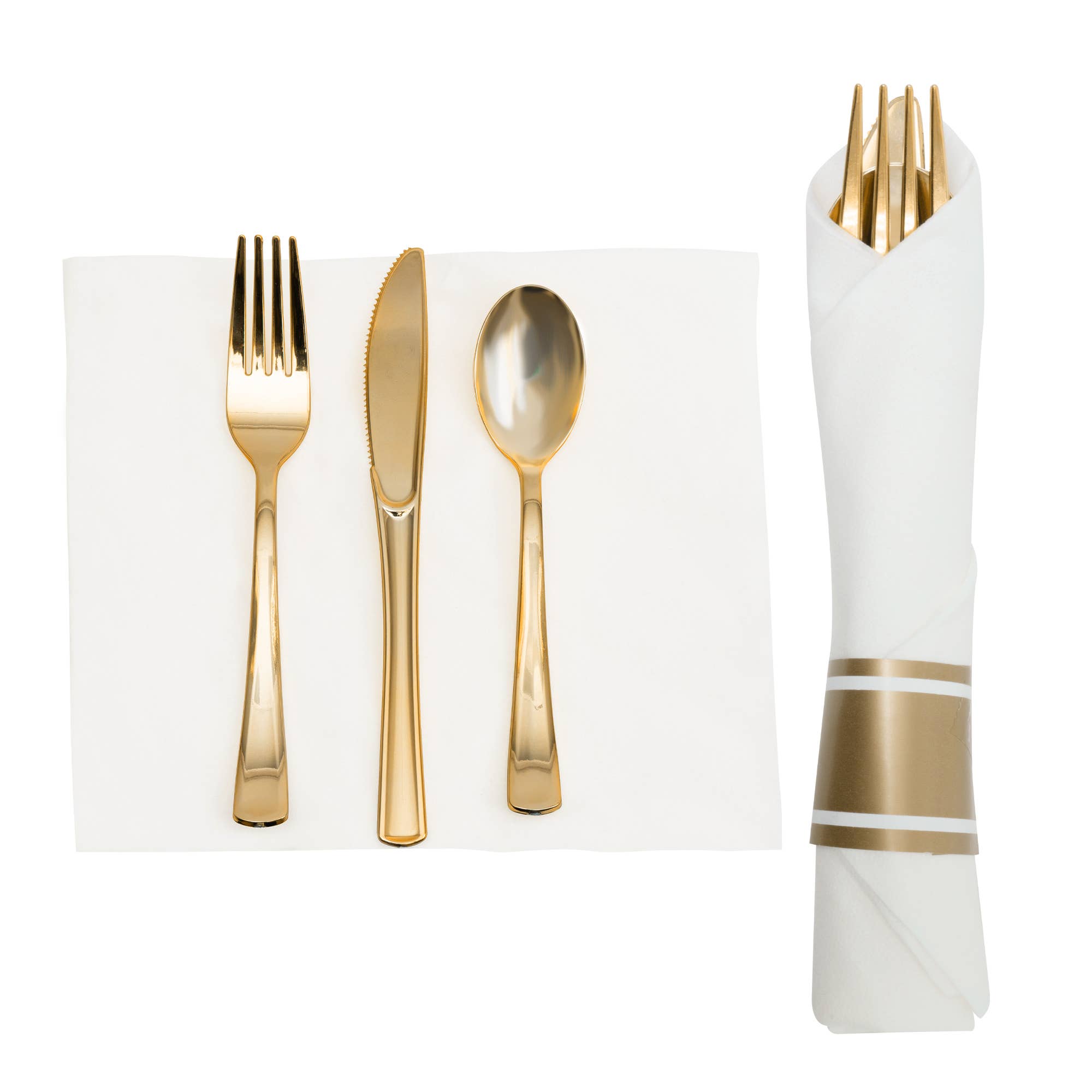 Portofino International Trading, USA - Wholesale Assorted Cutlery Set - Premium Pre-rolled Napkin and Cutlery Set - Gold0