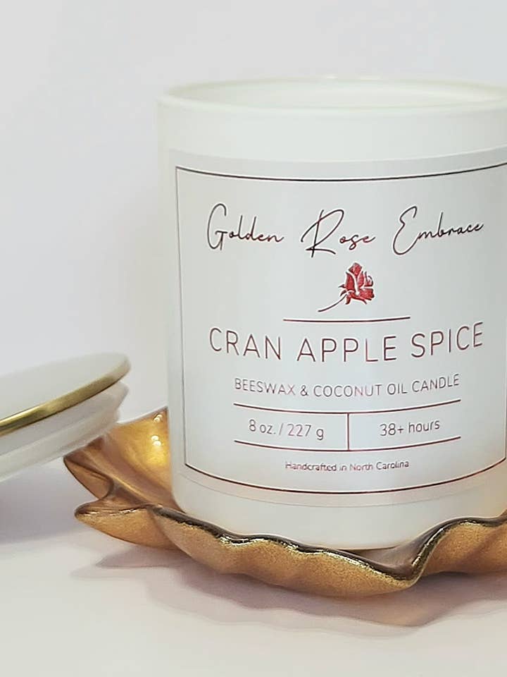 Candela di cera d'api 8oz al mirtillo rosso e spezie di mele per la vendita all'ingrosso da parte di Golden Rose Embrace
