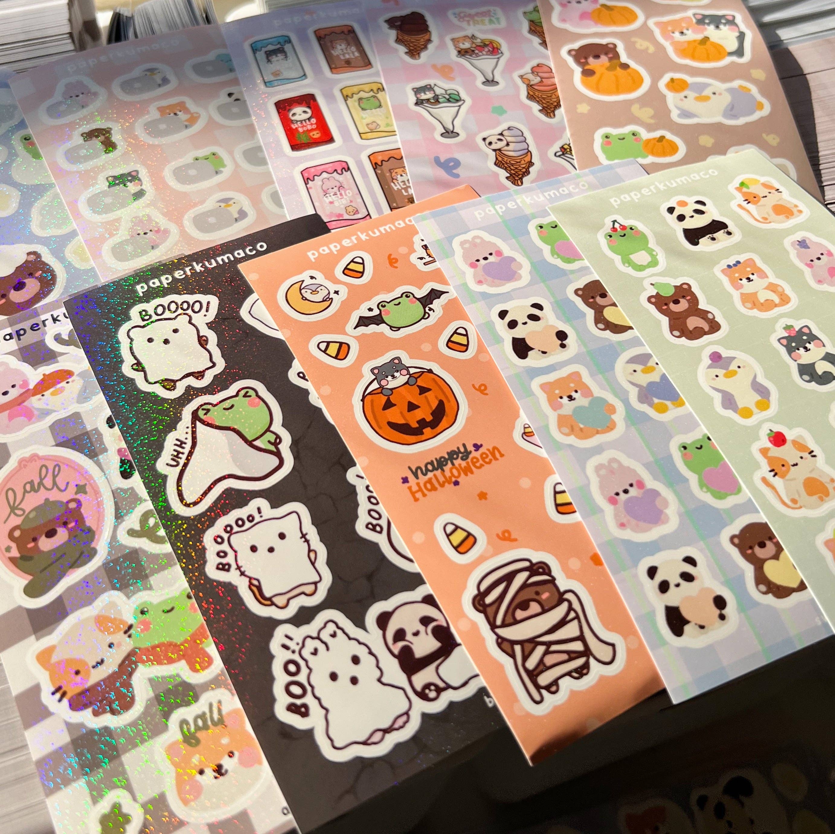 Paperkumaco - Wholesale Sticker - Autumn Leaves Shimmer Sticker Sheet1