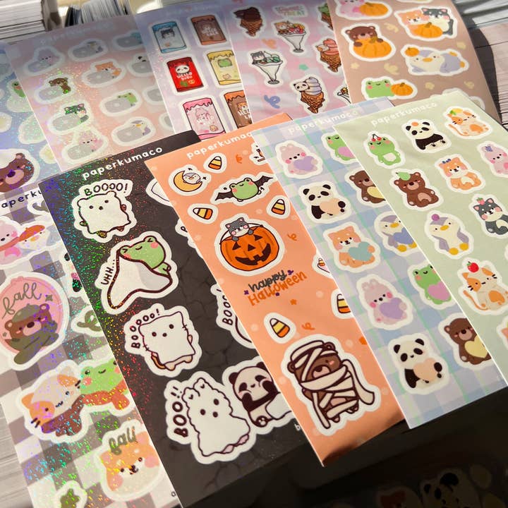 Paperkumaco - Wholesale Sticker - Autumn Leaves Shimmer Sticker Sheet1