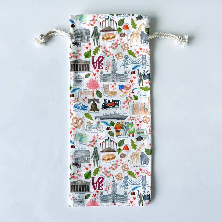 Philadelphia Themed Wine/Liquor Bottle Gift Bag for wholesale by Dishique