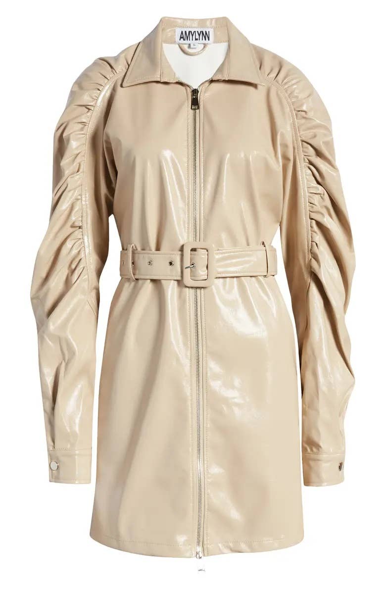 Amy Lynn - Wholesale Dress - Women's - Bia Faux Leather Belted Ruche Dress14