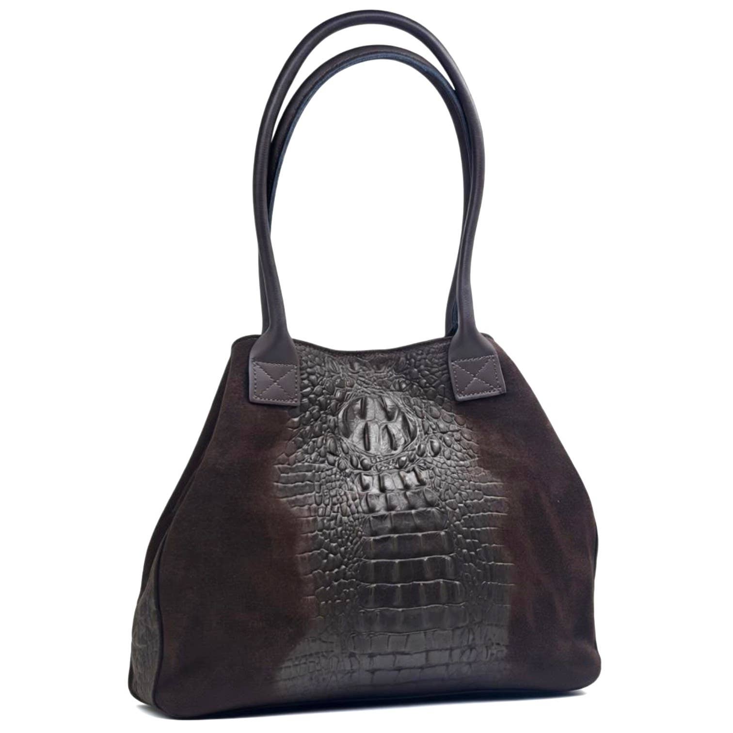 ZEEN - Wholesale Top Handle Bag - Women's - LOLA Croco Choco leather BAG1