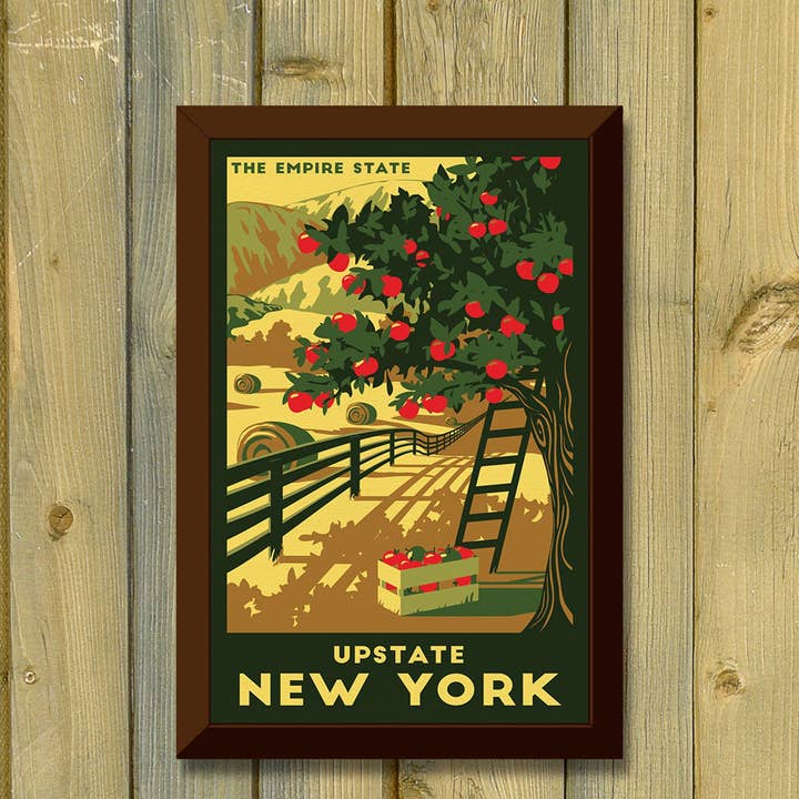 Upstate New York Vintage Travel Poster for wholesale by Lionheart Graphics
